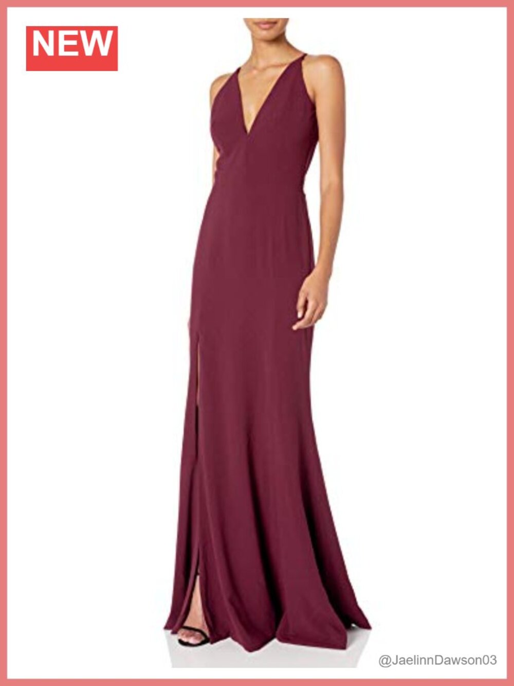 Spaghetti Strap Plunging Long Dress Crepe Cocktail A-Line